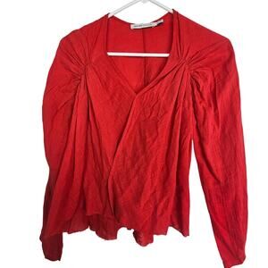 See By Chloe Womens Red Blouse Lightweight Size 4 Holiday Valentines Raw Hem